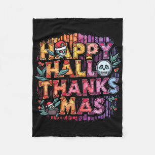 Happy Hallothanksmas Halloween Thanksgiving Christ Fleece Blanket