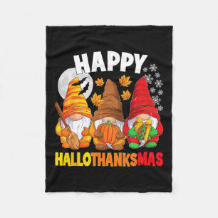 Happy Hallothanksmas Halloween Thanksgiving Christ Fleece Blanket