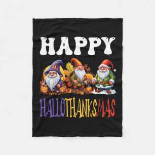 Happy Hallothanksmas Halloween Thanksgiving Christ Fleece Blanket
