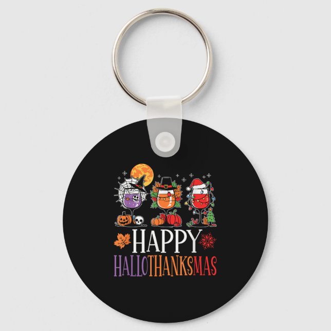 Happy Hallothanksmas Halloween Thanksgiving Christ Key Ring (Front)