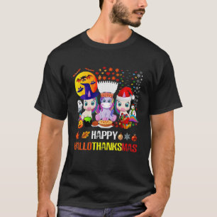 Happy Hallothanksmas Halloween Thanksgiving Merry T-Shirt