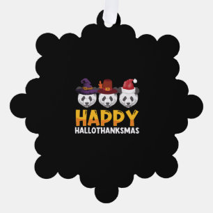 Happy Hallothanksmas Halloween Thanksgiving Merry Tree Decoration Card