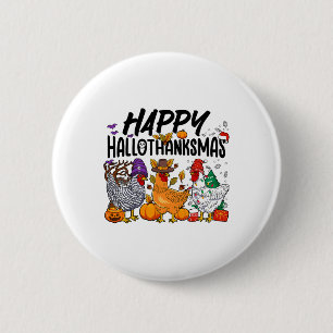 Happy Hallothanksmas Halloween Thanksgiving Xmas C 6 Cm Round Badge