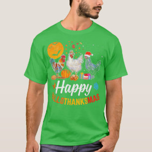 Happy HalloThanksMas Halloween Thanksgiving Xmas C T-Shirt