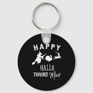 Happy Hallothanksmas Halloween Witch Thanksgiving Key Ring