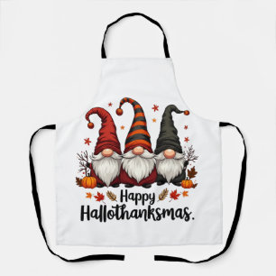 Happy Hallothanksmas Halloween Xmas Gnomes Apron