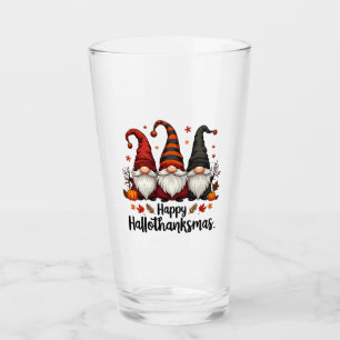 Happy Hallothanksmas Halloween Xmas Gnomes  Glass