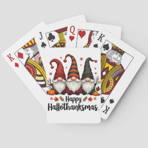Happy Hallothanksmas Halloween Xmas Gnomes  Playing Cards