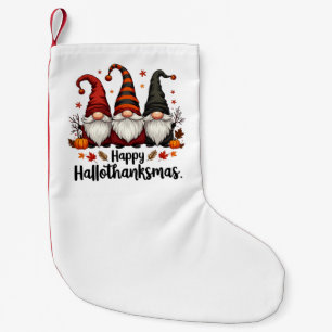 Happy Hallothanksmas Halloween Xmas Gnomes Small Christmas Stocking