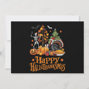Happy Hallothanksmas Happy Halloween Thanksgiving  Invitation