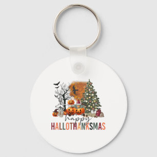 Happy Hallothanksmas Happy Halloween Thanksgiving  Key Ring