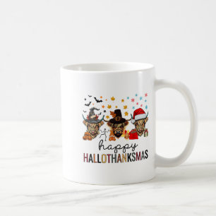 Happy Hallothanksmas Highland Cow Halloween Christ Coffee Mug
