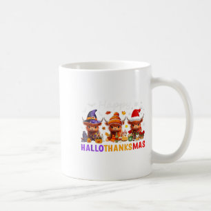 Happy Hallothanksmas Highland Cow Halloween Merry  Coffee Mug