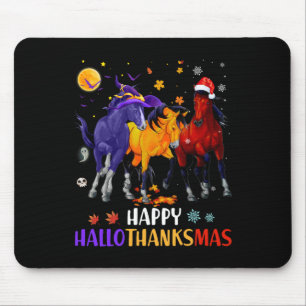 Happy Hallothanksmas Horse Halloween Thanksgiving  Mouse Pad