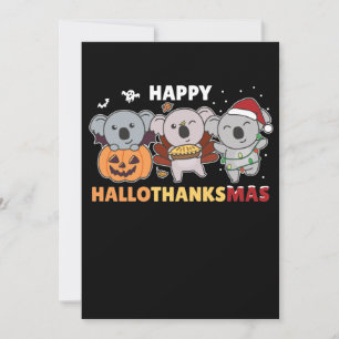 Happy Hallothanksmas Koalas Christmas Koala Holiday Card