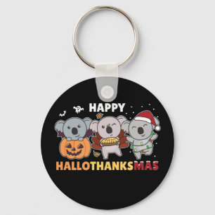 Happy Hallothanksmas Koalas Christmas Koala Keycha Key Ring