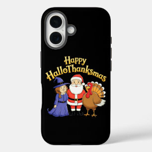 Happy HalloThanksmas Lovers Design iPhone 16 Case