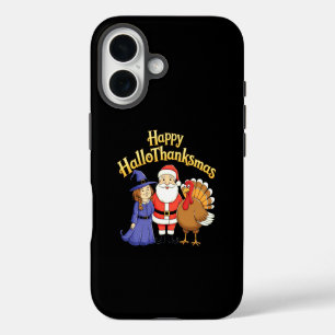 Happy HalloThanksmas Lovers Design iPhone 16 Case