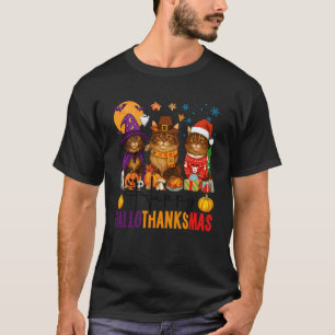 Happy Hallothanksmas Maine Coon Cats Halloween Tha T-Shirt