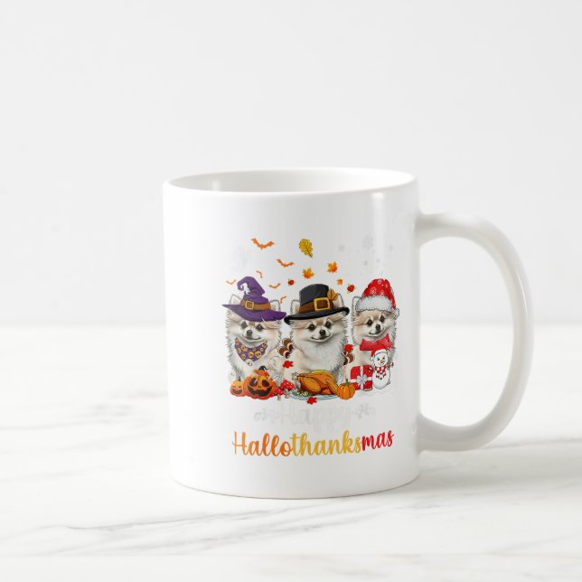 Happy Hallothanksmas Meranian Dog Halloween Christ Coffee Mug (Right)