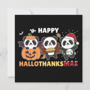 Happy Hallothanksmas Pandas Christmas Panda Invita Invitation