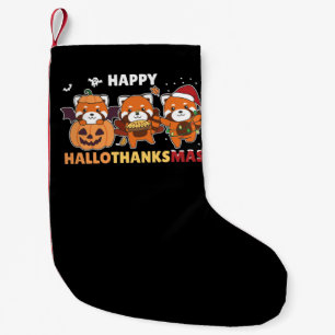 Happy Hallothanksmas Pandas Christmas Red Panda Small Christmas Stocking