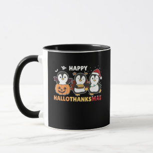Happy Hallothanksmas Penguins Christmas Penguin Mug