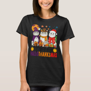 Happy Hallothanksmas Persian Cats Halloween Thanks T-Shirt