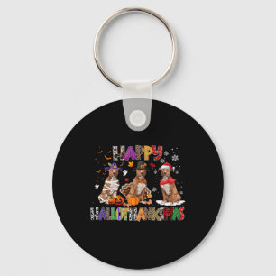 Happy Hallothanksmas Pitbull Dog Lover Halloween C Key Ring