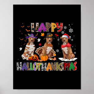 Happy Hallothanksmas Pitbull Dog Lover Halloween C Poster