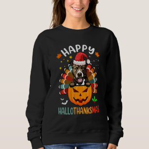 Happy Hallothanksmas Pitbull Dog Santa Pumpkin Tur Sweatshirt