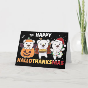 Happy Hallothanksma's Polar Bear Christmas Polar H Holiday Card