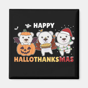 Happy Hallothanksma's Polar Bear Christmas Polar M Magnet