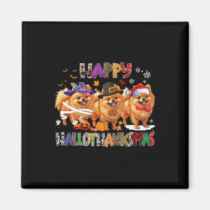 Happy Hallothanksmas Pomeranian Dog Halloween Chri Magnet