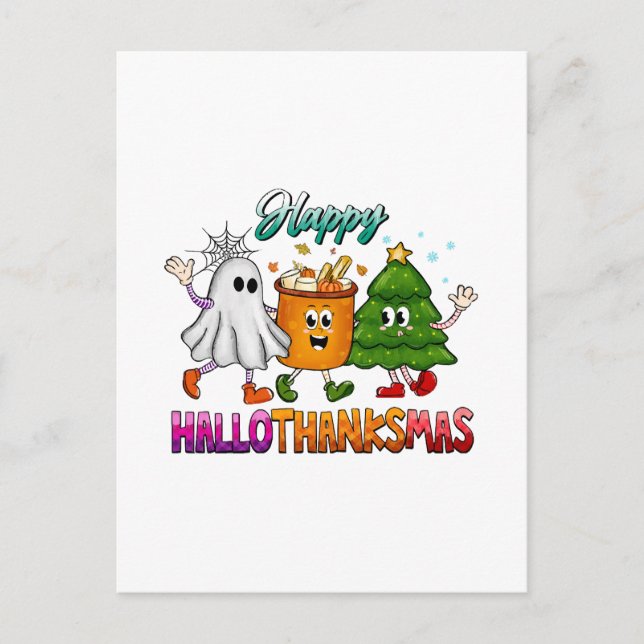 Happy Hallothanksmas Postcard (Front)