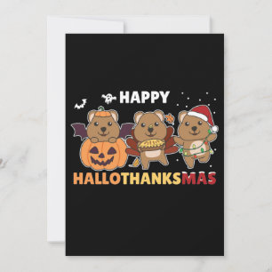 Happy Hallothanksmas Quokkas Christmas Quokka Holiday Card