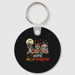 Happy Hallothanksmas Raccoon Lover Halloween Merry Key Ring