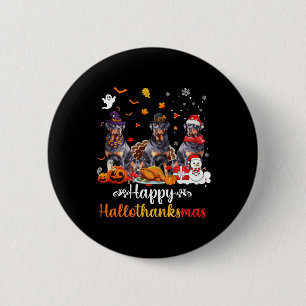 Happy Hallothanksmas Rottweiler Dog Halloween Chri 6 Cm Round Badge