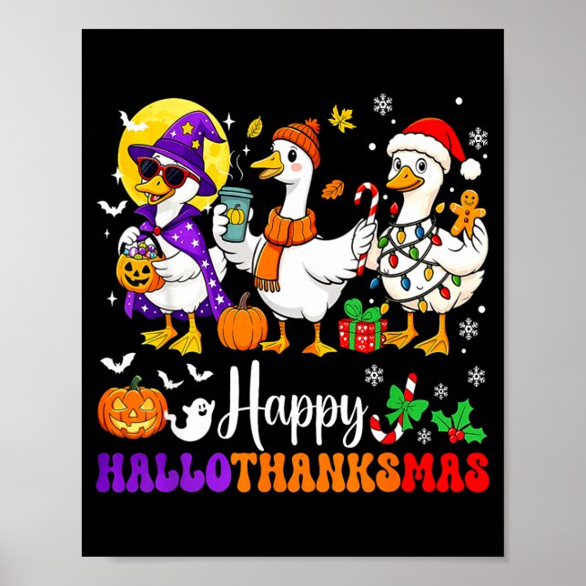 Happy Hallothanksmas Santa Goose Witch Soky Season Poster (Front)