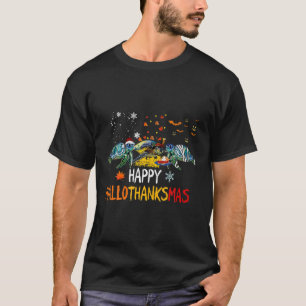 Happy Hallothanksmas Santa Turtle Halloween Thanks T-Shirt