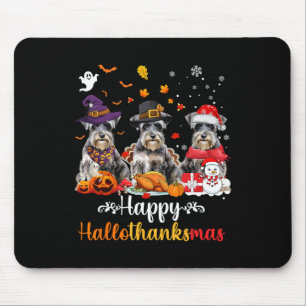 Happy Hallothanksmas Schnauzer Dog Halloween Chris Mouse Pad