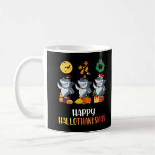 Happy Hallothanksmas Shark Christmas Thanksgiving Coffee Mug