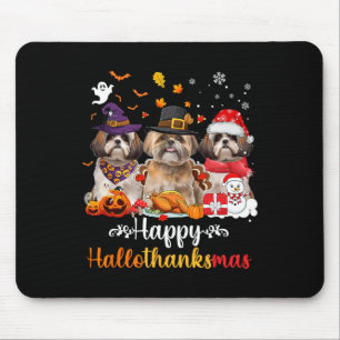 Happy Hallothanksmas Shih Tzu Dog Halloween Christ Mouse Pad