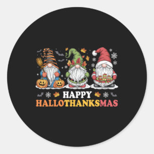 Happy Hallothanksmas Shirt Halloween Thanksgiving Classic Round Sticker