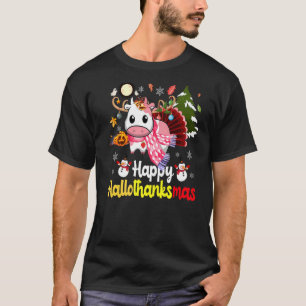 Happy Hallothanksmas Strawberry Cow Thanksgiving C T-Shirt