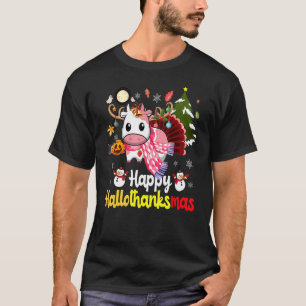 Happy Hallothanksmas Strawberry Cow Thanksgiving C T-Shirt