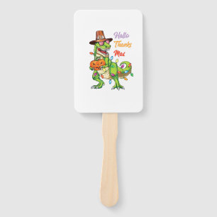 Happy Hallothanksmas T Rex Halloween Thanksgiving  Hand Fan