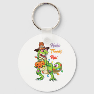 Happy Hallothanksmas T Rex Halloween Thanksgiving  Key Ring