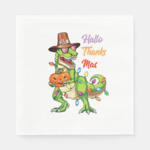 Happy Hallothanksmas T Rex Halloween Thanksgiving  Napkin