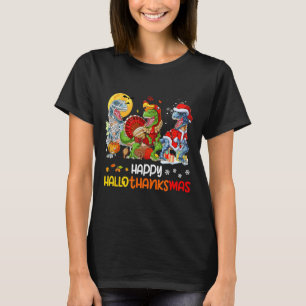 Happy Hallothanksmas Thanksgiving Dinosaur T Rex T T-Shirt